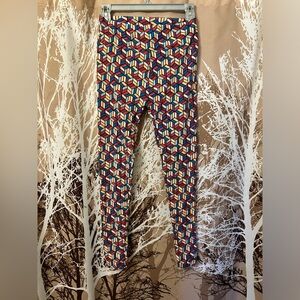 LuLaRoe One Size Leggings with Colorful Cube Pattern